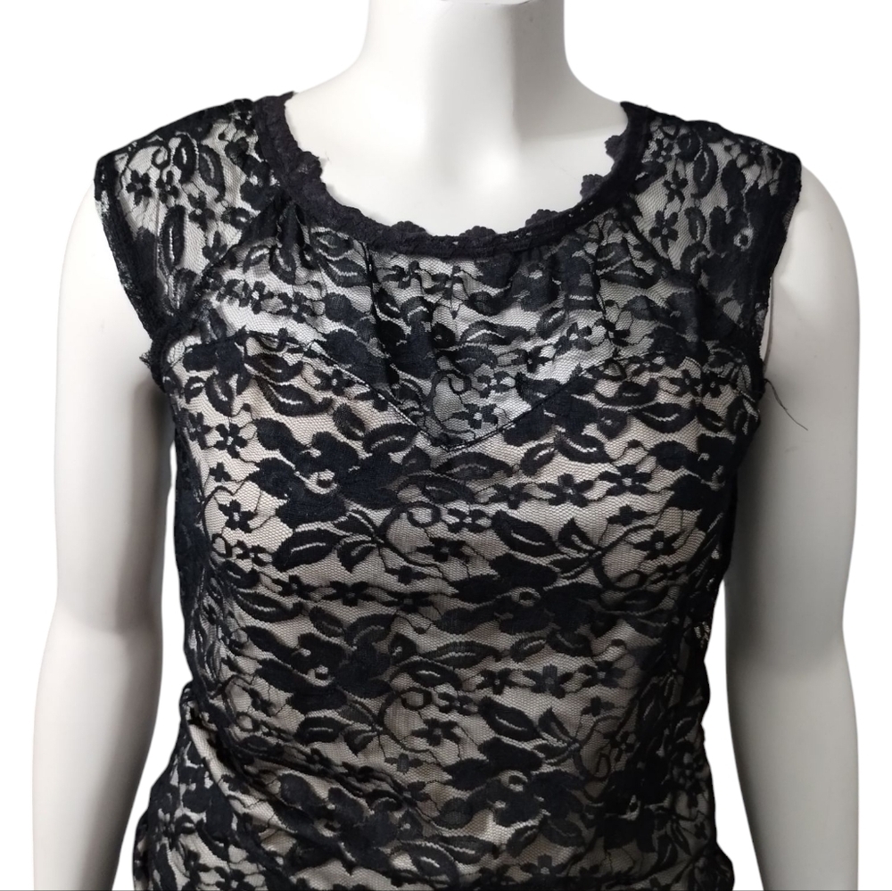 Y2K Vtg Intense Womens Size Medium Lace Whimsigoth Fairygoth Witchy Emo Rock Top